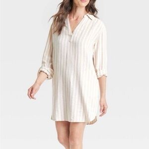 Striped Long Sleeve Shirt Dress